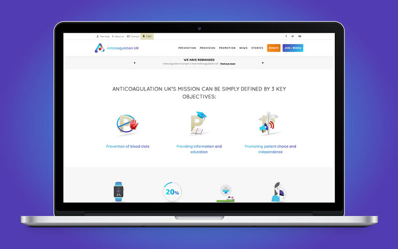 Anticoagulation UK - Rebrand showing website development