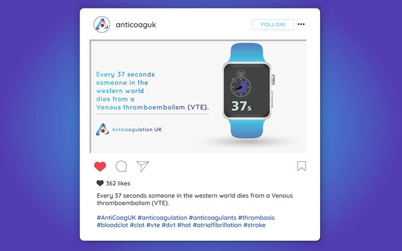 Anticoagulation UK - Rebrand showing social media posts