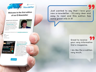 Antiocoagulation UK Rebrand - Newsletter on mobile phone - charity dedicated to the prevention of thrombosis, raising awareness of the risk of blood clots and how to help prevent them by providing information, education and support for patients and healthcare professionals