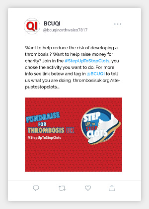 Thrombosis UK | Step Up To Stop Clots tweet