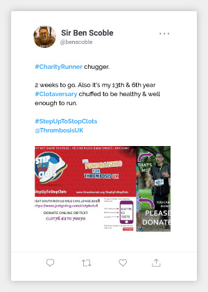 Thrombosis UK | Step Up To Stop Clots tweet