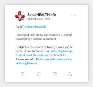 Thrombosis UK | Step Up To Stop Clots tweet