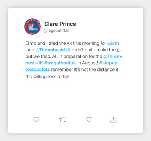 Thrombosis UK | Step Up To Stop Clots tweet