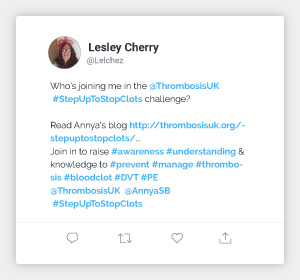 Thrombosis UK | Step Up To Stop Clots tweet