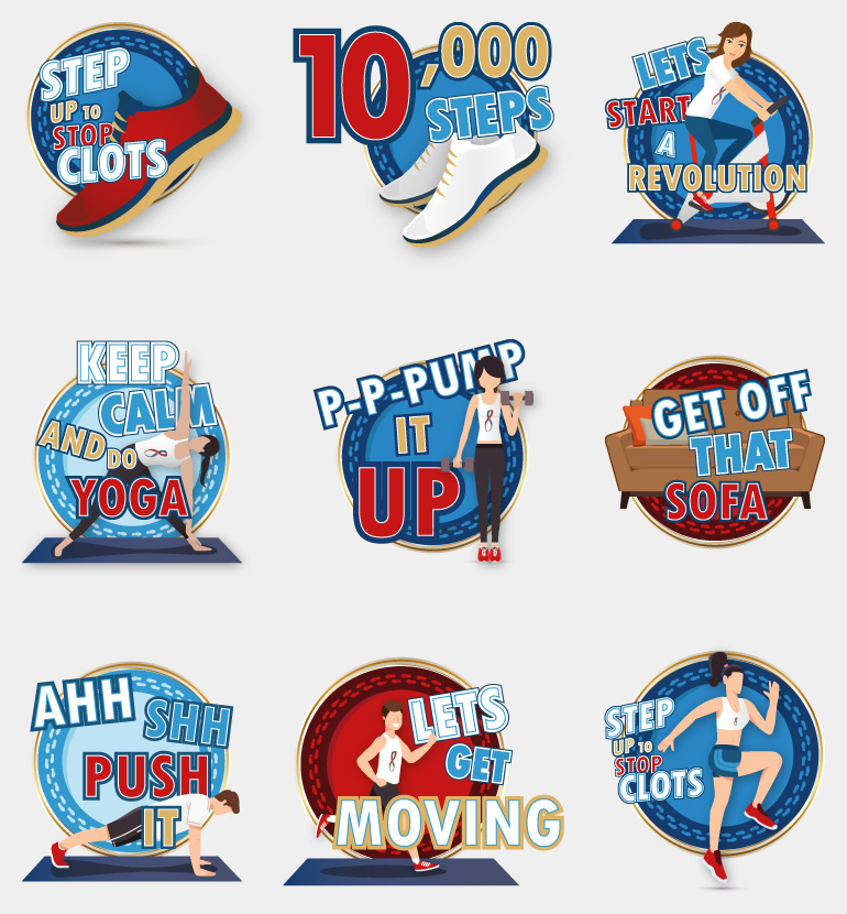 Thrombosis UK | Step Up To Stop Clots badge images for social media distribution